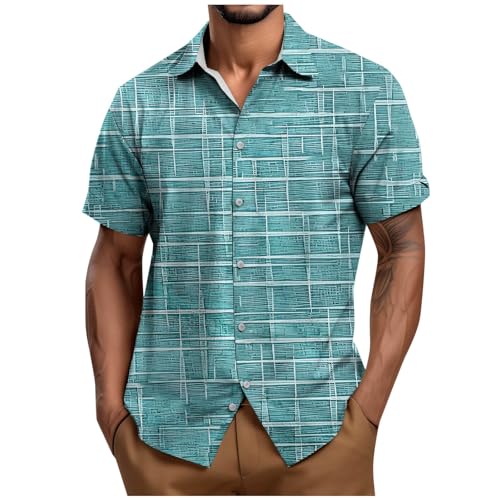 Chemise en lin pour homme manches courtes grande taille mode imprimée décontractée