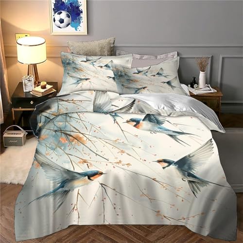 Parure de lit hirondelles 140x200 microfibre douce hypoallergénique - 6