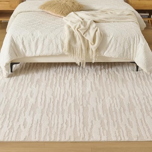 Tapete decorativo beige moderno 6 x 8 pies miniatura 3