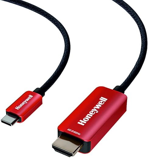 Honeywell Type C to 2.0 HDMI Cable, 4Kx2K@60Hz UHD Resolution, 2 Mtr, 18GBPS Transmission Speed, High-Speed, Male to Male, Compatible with TV,…
