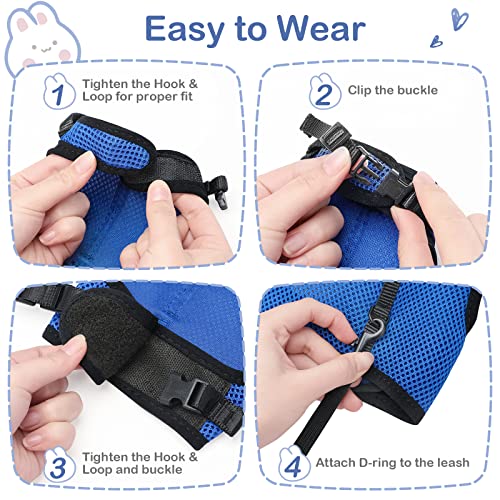 Image of Pettom Rabbits Harness with Elastic Leash for Small Animal Adjustable Soft Harness and Lead Set for Bunny Cat Little Pet Walking (S(Chest:10. 8-12. 9 In), Blue)
