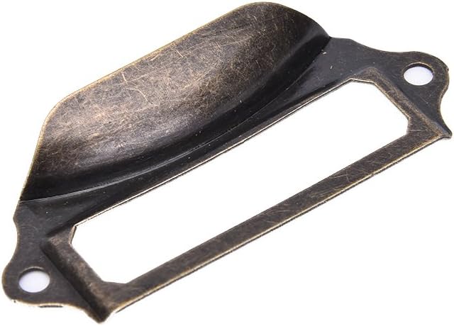 12Pcs Antique Bronze Drawer Label Pull Cabinet Frame Handle Name Card Holder Semicircle Knobs with Screws