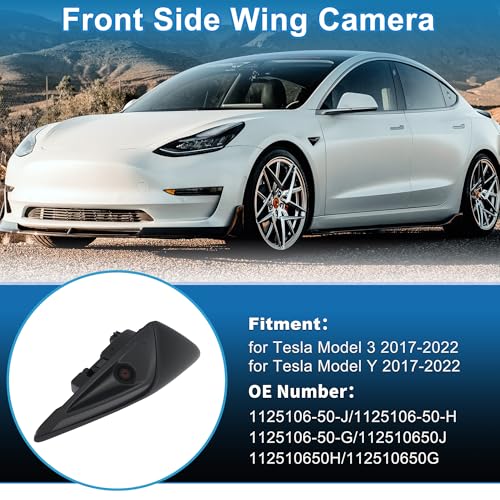Image of Front Left Side Fender Camera for Tesla Model 3 Model Y 2017-2022 Trun Signal Repeater Wing Cam Replacement Park Assist Camera Replace No.1125106-50-J /1125106-50-H /1125106-50-G
