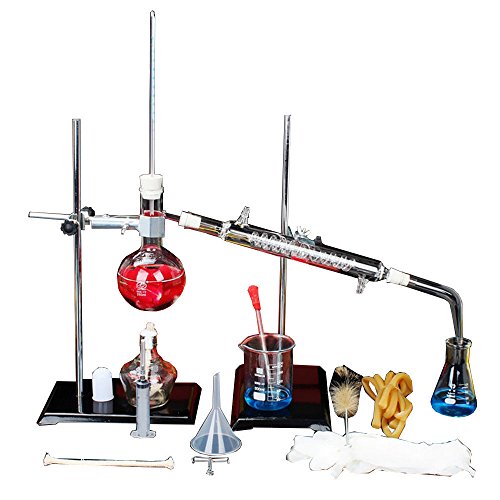 250ml New Lab Essential Oil Distillation Apparatus Water Distiller Purifier Glassware Kits w/Condenser Pipe