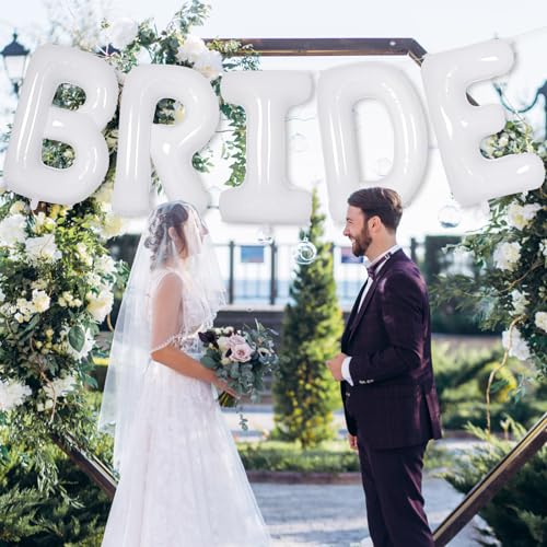 40 Inch White BRIDE Balloons, Giant Bride To Be Balloons, Bride Letter Balloon, Bachelorette Party Balloon, Bridal Photo Booth Bridal Banner for Wedding Bachelorette Party Decorations by YOTHORN - Used condition - Image 7