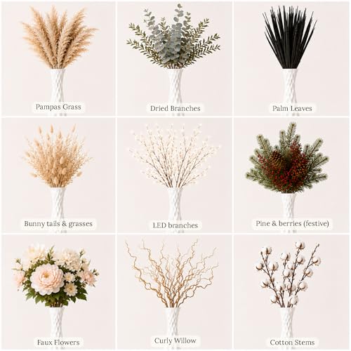 Image of Leewadee Large Floor Vase 34 inches Mango Wood for Pampas Grass, Dried Flowers