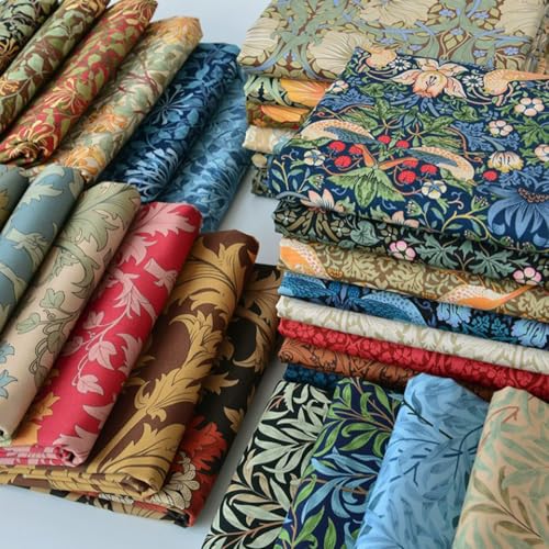 Polsterstoff im Vintage-Stil, Meterware, 100 x 145 cm, Baumwollmaterial, Blumendruck, für Kunst und Handwerk, DIY-Stoff und Kleiderherstellung (grau)