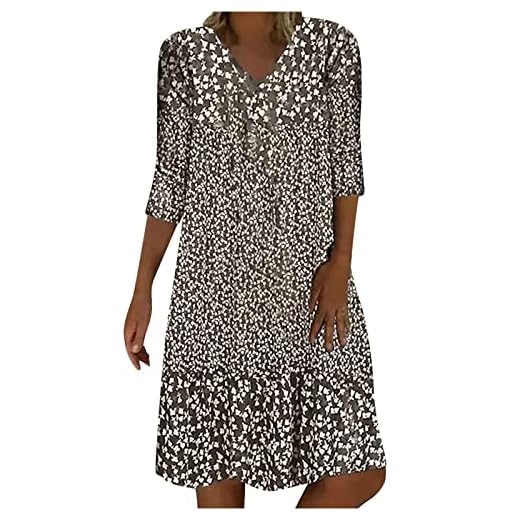 Robe Legere Femme été Fluide Col V Dress Tunique Chic Et Elegant Fête Cocktail Mini Shirt Dress sans Manches Imprimé Floral Bohème Grande Taille Pas Cher Mini Jupe De Plage Robe