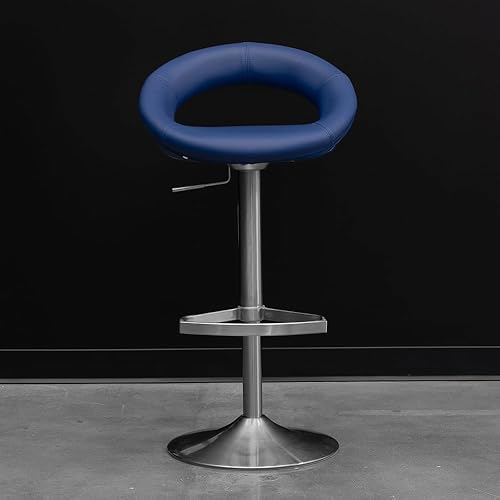 Miniatura 5 de Zuri Muebles Negro Crescent Ajustable Altura Giratorio Taburete de bar sin brazos Negro -,Azul