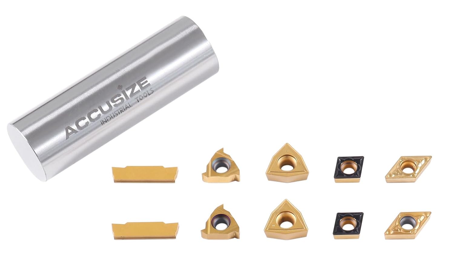 Accusize Industrial Tools 2 Pc of Each Kind of Carbide Inserts for 2387-2004, CVD Coated and Tin Coated, Total 10 Pieces, 2387-2004inserts