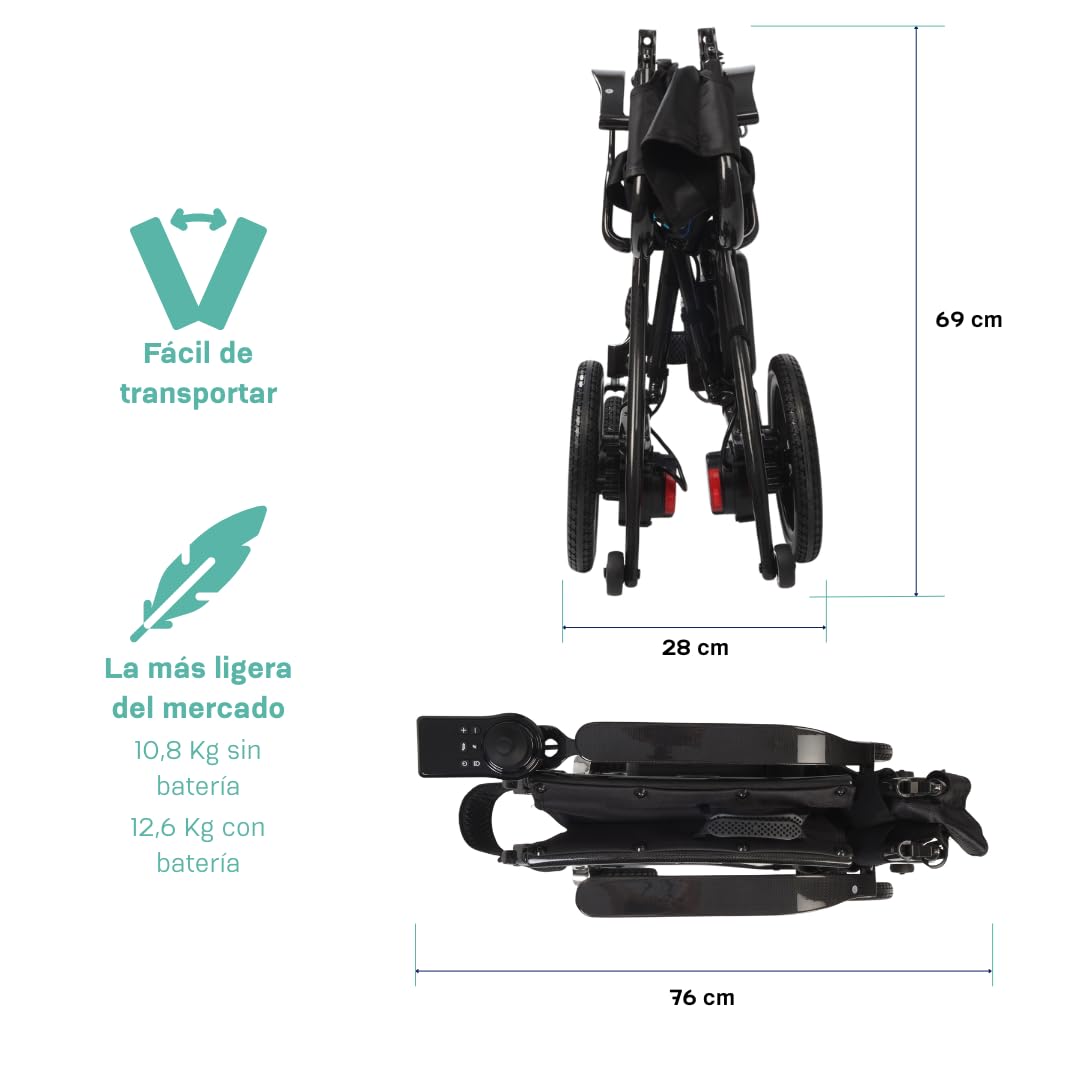Silla de ruedas eléctrica plegable ligera de fibra de carbono 10,8 Kg MAS Mobility Aid Social Marca Española La Silla de ruedas eléctrica plegable ultraligera de calidad y garantia 100%