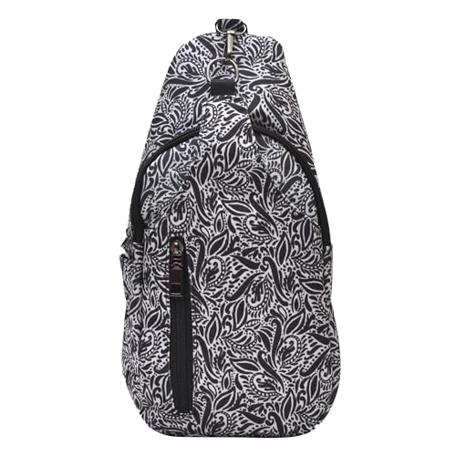 Sonoma Antitheft Daypack Crossbody Sling Backpack, USB Charging, Lightweight Day Pack for Travel, Hiking, Everyday, Regular Black Paisley