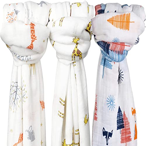 SGAVAHSG Large Muslin Cloths for Baby 3-Pack 120X120cm Muslin Swaddle Wrapping Blankets Big Muslin Squares and Receiving Blanket for Newborn Infant Essentials Organic Cotton Towel - Image 3
