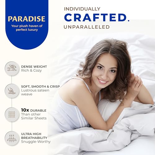 Image of THREAD SPREAD Full Size Bed Sheets, Luxury 1000 Series Paradise Collection 100% Egyptian Cotton Sheets Full Size Set (4 PC, Teal), Silky Soft, Cooling, Sateen, 16 inch Deep Pocket Hotel Sheet Set