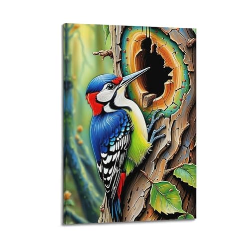 Pic et tronc d'arbre coloré habillez un mur vide avec ce poster toile 20x30 cm