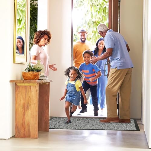 Image of BLADO Washable Door Mats Indoor & Outdoor - Non-Slippery Heavy Duty Doormats Indoor - Stylish & Large Rubber Door Mat - Perfect Dust Grabbing Outdoor & Indoor Door Mat (Grey, 50cm x 80cm)