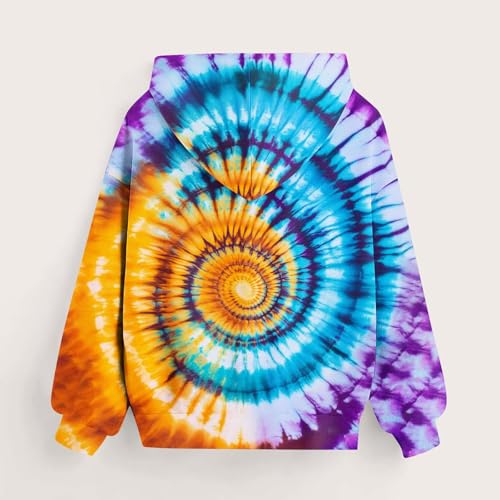Cute Hoodies for Girls Fashion Tie Dye Crewneck Fleece Sweatshirts Oversized Long Sleeve Pullover Tops 2-14 Years3