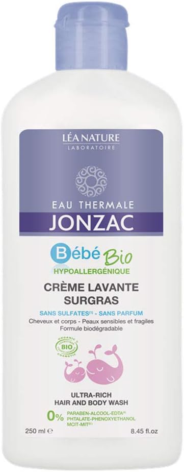 Eau Thermale JonzacOrganic Cosmetic Baby Care Ultra-Rich Hair and Body Wash, 250 ml