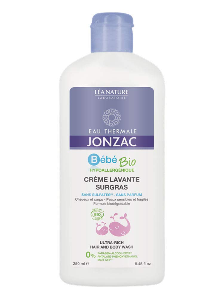 Eau Thermale JonzacOrganic Cosmetic Baby Care Ultra-Rich Hair and Body Wash, 250 ml