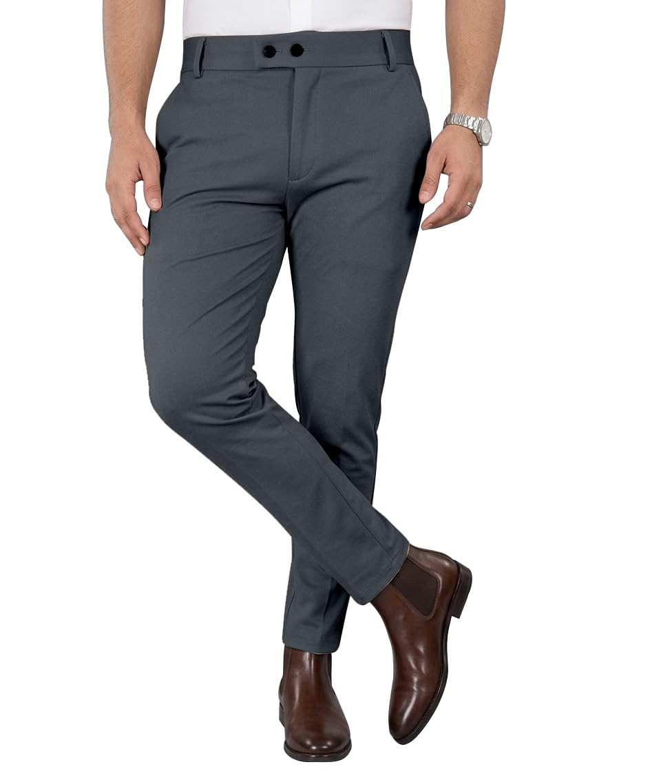 Mehrang Men's Stretchable Stretchable Formal Pant Trousers | Stylish Slim Fit Men's Wear Trousers for Office or Party | Polycotton Knitted Fabric
