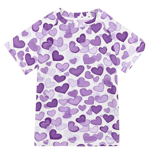 Purple Hearts Day Purple Hearts Girls Bathing Suit UV Protection Swimwear Beach Tops 3T