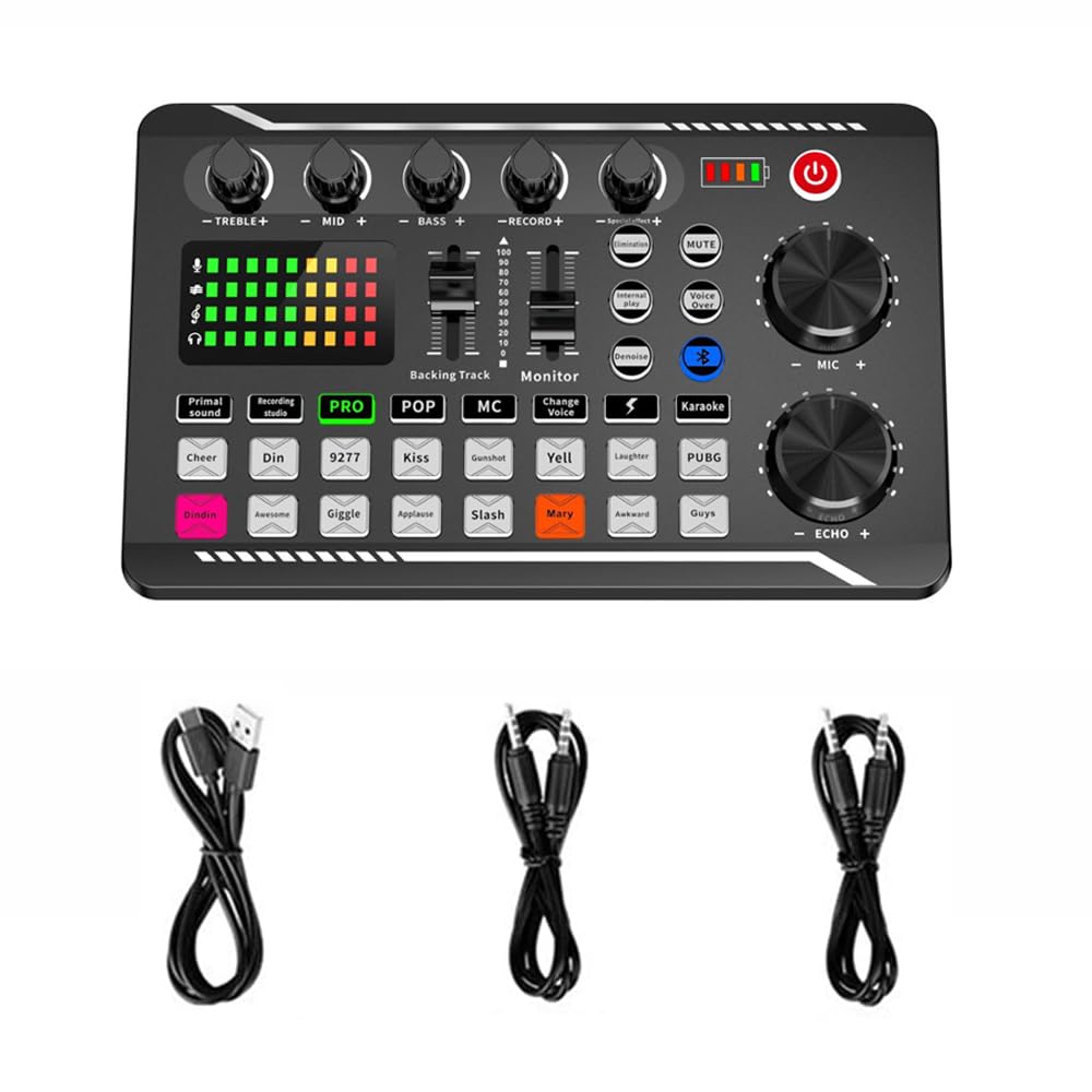 VOANZO Sound Effects Board Bluetooth Compatible Sound Card with Multiple Sound Effects Live Sound Card DJ Mixer Interface for Streaming Podcasts and Gaming - Image 4