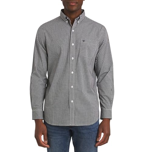 Catálogo para Comprar On-line Ferrioni Hombre al mejor precio. 43 Chaps - Camisa Casual de Popelina elástica de Manga Larga con Botones para Hombre, American Negro, X-Large