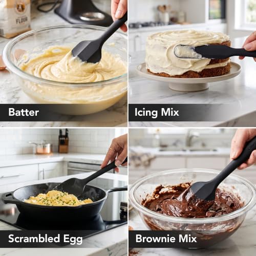 Image of OVENTE Silicone Spatula Set of 5, Heat Resistant, Black SP12305B | Food Grade Rubber Spatula, BPA-Free and Dishwasher Safe, Nonstick Kitchen Utensils for Baking, Cooking and Mixing