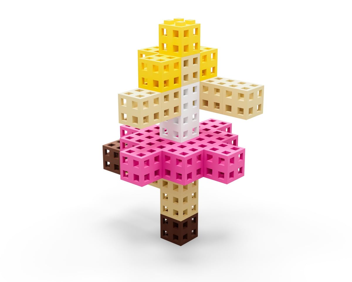 Meli Minis Cube Pink – 200 Bausteine (2x2 cm) in Pastellfarben – Kreatives Konstruktionsspielzeug für Kinder ab 3 Jahren – Fördert motorische Fähigkeiten und Fantasie