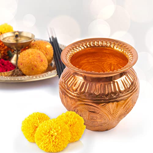 Tarini Gallery Kalash Lota Pooja Pot Vessel for Worship Purpose Essential Article for Temple Home Office Diwali Festival Decoration and Gifting (Copper Lota - Image 2