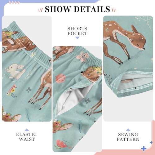 Deers Bunny Floral Boys Long Pants Soft Trousers Elastic Waist Kids Lounge Bottoms with Pockets S-XL4
