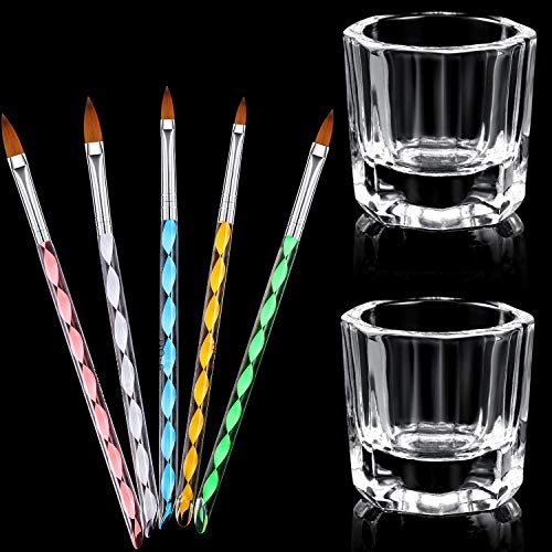 7 Stück Kunst Maniküre Pflegewerkzeug umfassen 2 Klarglas Kristall Becher Schüssel Dappen Dishes Becher und 5 Acryl… – Bild 7