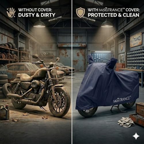 Image of Mototrance All Weather Protection Two Wheeler Cover for All Bikes /Royal Enfiled /Upto Pulsar 160CC to 350CC | Anti Dust, Water Resistant, Heat Resistant, UV Proof with Mirror Pocket | Solid Blue