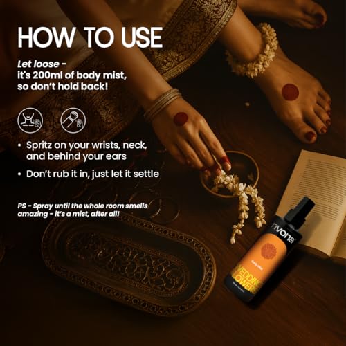 Image of Rivona Wedding Flowers Body Mist | Indian Floral Body Spray for Women | Jasmine, Tuberose & Sandalwood | Long Lasting, Skin-Friendly Fragrance | 200ml