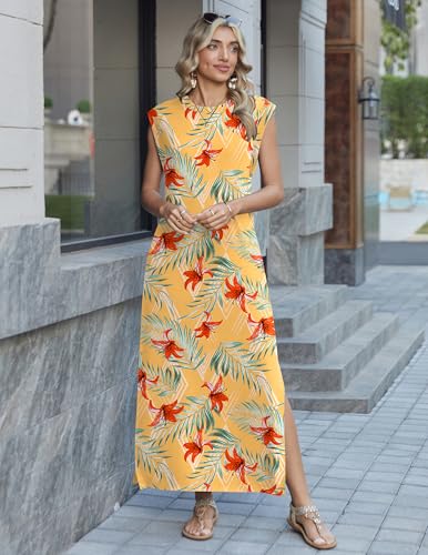 Image of Zeagoo Summer Dresses for Women 2026 Long Maxi Sundresses Loose Split Wrinkle-Free Beach Travel Vacation Clothes