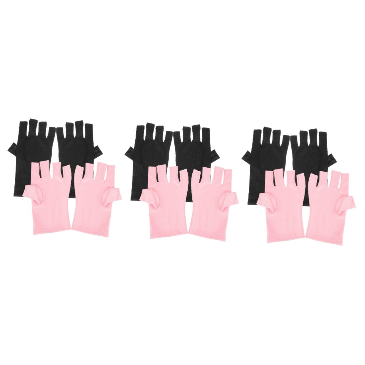 3 Set Di Guanti Per Manicure E Pedicure Guanti Uv Elastici Senza Dita 2 Paia*3