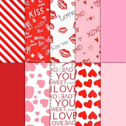 NEBURORA 120 hojas de papel de seda para el día de San Valentín, 14 x 20 pulgadas, papel de regalo con forma de corazón para San Valentín, manualidades, decoración para bodas, cumpleaños y fiestas
