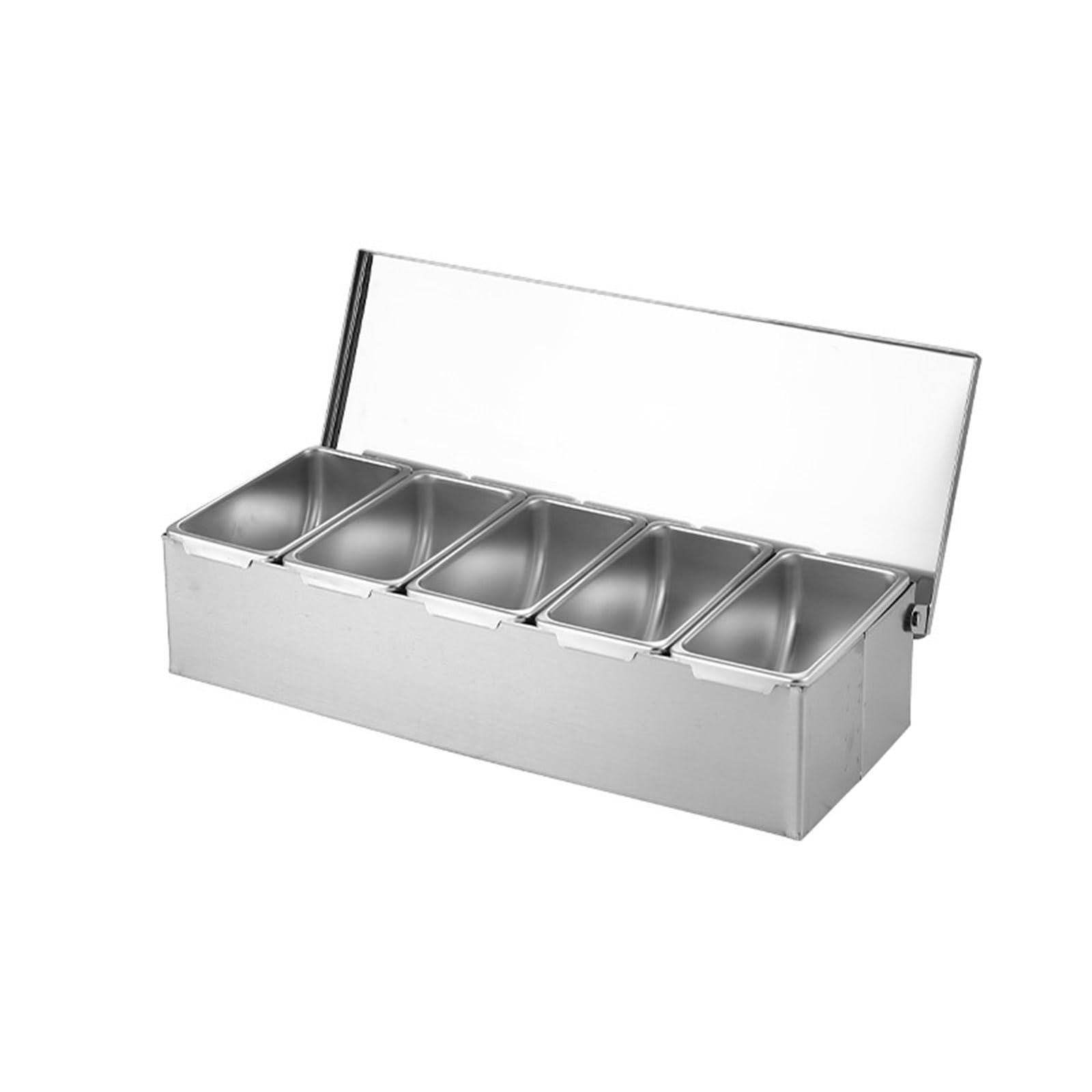 HDOYTXXM Professional Kitchen Seasonings Organizers 304 Nonrust Steel Multi Compartment Container Hygienic Space Saving Design Kitchen Seasonings Jars