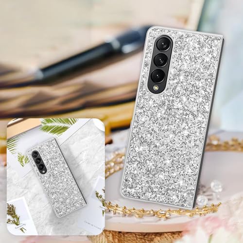 Coque Samsung Z Fold 4 silicone TPU fin antichoc à motif argenté bling - 4