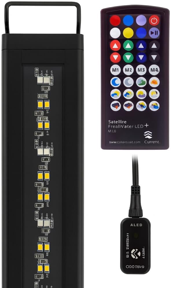 CURRENT USA 48-60" Satellite Color RGBW Full-Spectrum LED Aquarium Light - Freshwater, Wireless 24-Hour Timer, Adjustable Tank Mounts (4513)