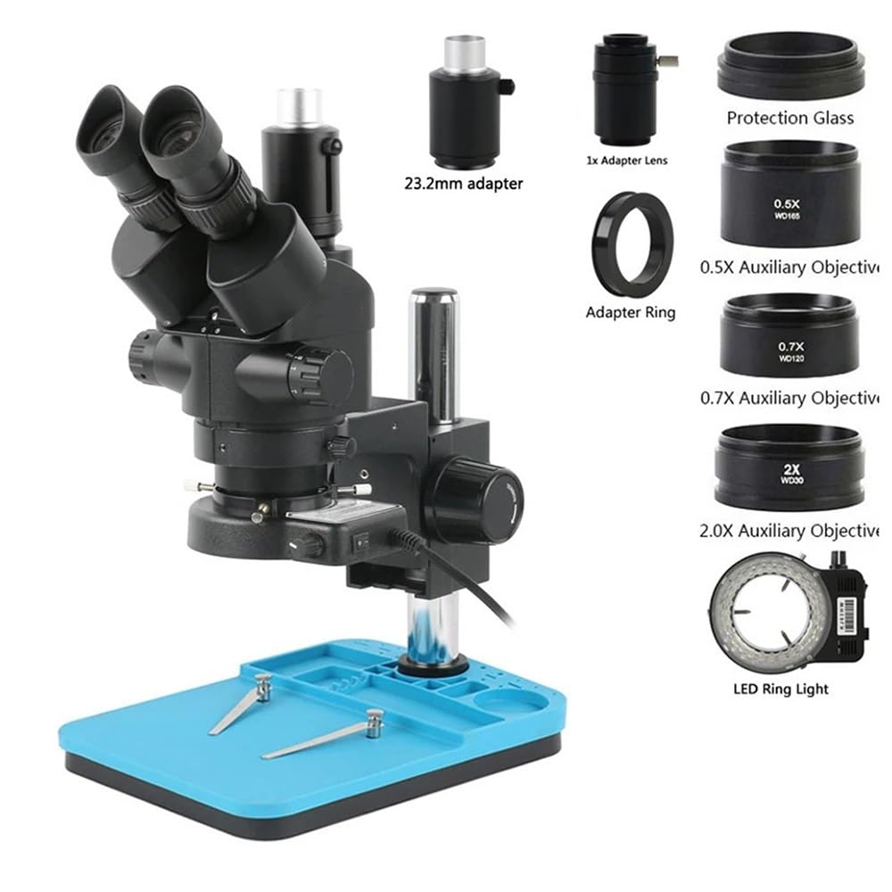 Akcesoria do mikroskopu laboratoryjnego Mikroskop Stereofoniczny równoogniskowy czarno-biały 3,5X-90X Soczewka Balow 56 LED Pierścień świetlny do precyzyjnej kontroli maszyn,