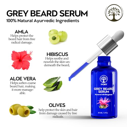 Image of Greys Beard Serum (55 ml) - Helps to Restore Natural Black Color of Grey White Beard | Reduces Breakage & has Long-lasting Results - Suitable for all Beard Types