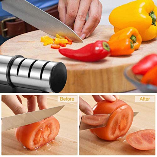 LTLWSH Manuelle Messerschärfer Küchenmesserschärfer aus Edelstahl 3-Stufen rutschfeste Base - Haushalt Messerschleifer… – Bild 5