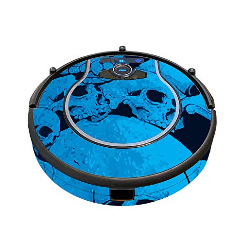 Image of MightySkins Skin Compatible with Shark Ion Robot 750 Vacuum Minimal Coverage - Blue Skulls | Protective, Durable, and Unique Vinyl wrap Cover | Easy to Apply, Remove | Made in The USA