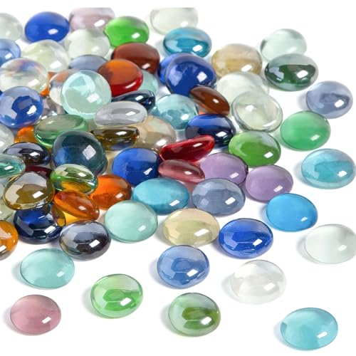 HAKACC Bunte Glassteine & Muggelsteine 180-200 Stück 900g17-19mm Farbige Glasnuggets für Aquarium Vasenfüller Hydrokultur & DekoHochwertige Mischfarben Ziersteine Ideal für DIY-Projekte