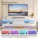 Bestier 170CM Modern TV Stand for TVs up to 75 Inch, High Gloss LED Entertainment Center with Stone-Patterned Doors, TV Console with Drawer & Storage for Living Room, White