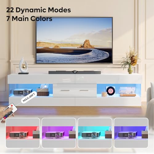 Image of Bestier 67 inch Modern TV Stand for 75 Inch TV, LED Entertainment Center, White