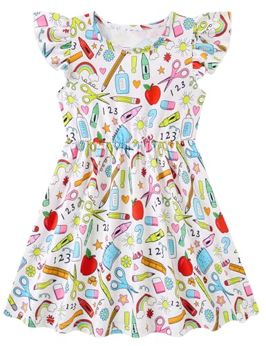 RAISEVERN Back to School Dresses for Girls Sleeveless Ruffle Sundress Outfits