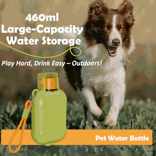 Coogime NEU 2 in 1 Hunde Trinkflasche für unterwegs- Mit 460ml Wasserflaseche und Futternapf für Hund und Katze, Hunde Tinkflasche to go, Wassernapf Hund unterwegs, Reisenapf Katze (Green, 460 ML)