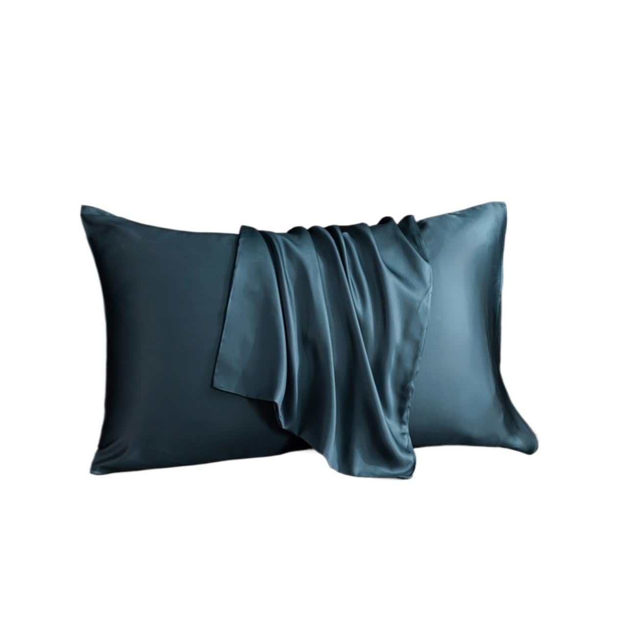 Federa in seta tinta unita, fodera for cuscino morbida for la protezione dei capelli for la casa(Dark Blue,40x60cm 2pcs)
